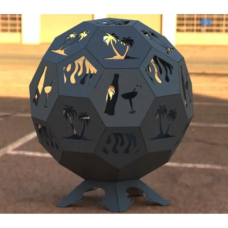 Designer Ball Fire Pit DXF for CNC | Trees and Juice Bottles