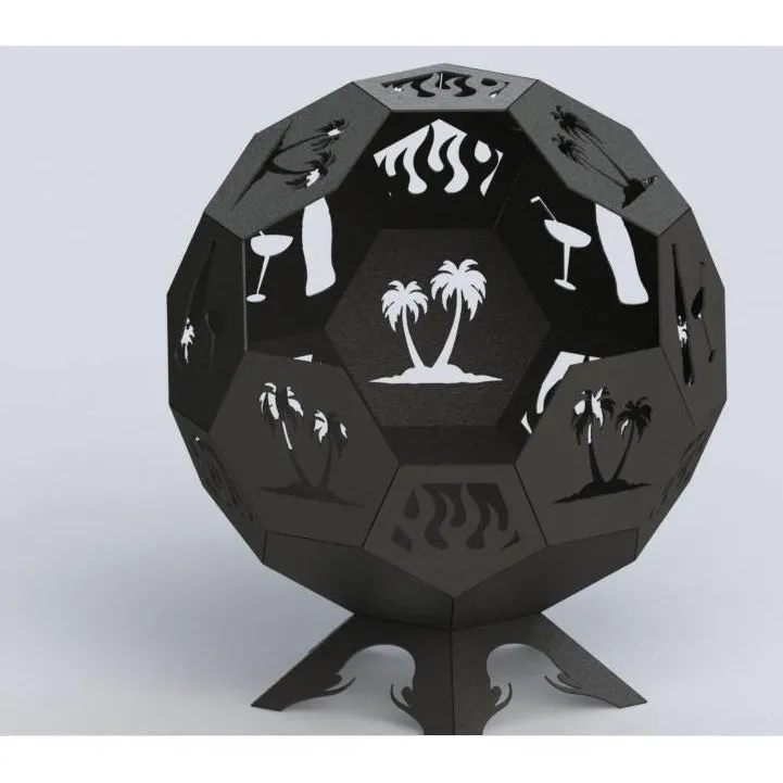 Designer Ball Fire Pit DXF for CNC | Trees and Juice Bottles