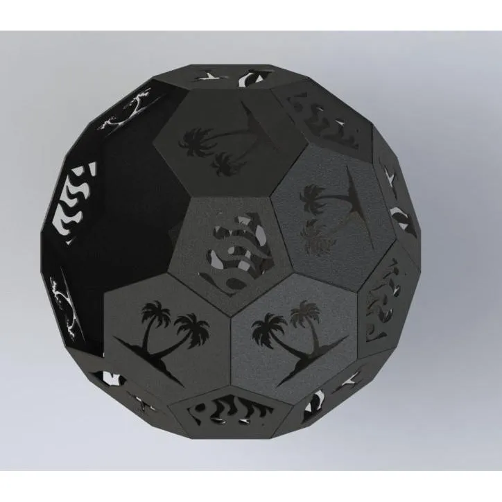 Designer Ball Fire Pit DXF for CNC | Trees and Juice Bottles