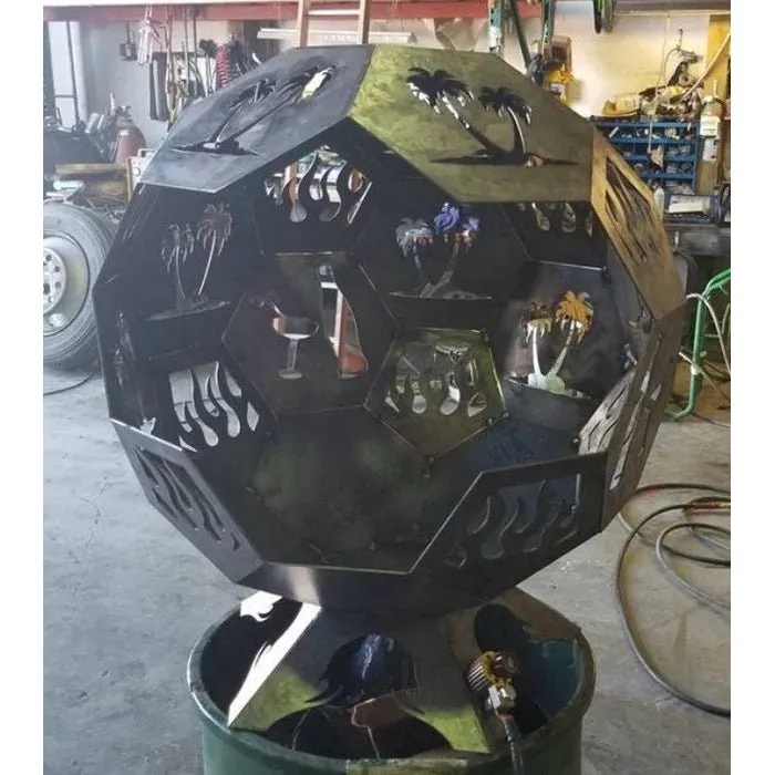 Designer Ball Fire Pit DXF for CNC | Trees and Juice Bottles