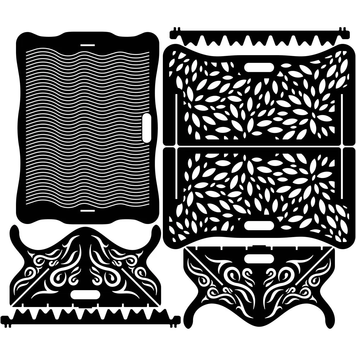 Designer Collapsible Fire Pit DXF for CNC | Aesthetic Leaves Design