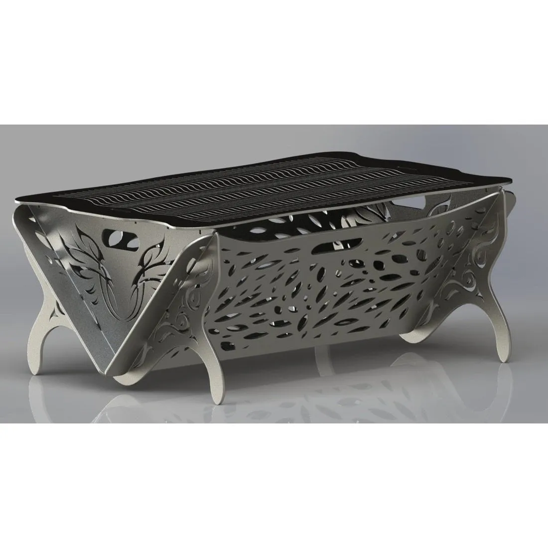 Designer Collapsible Fire Pit DXF for CNC | Aesthetic Leaves Design
