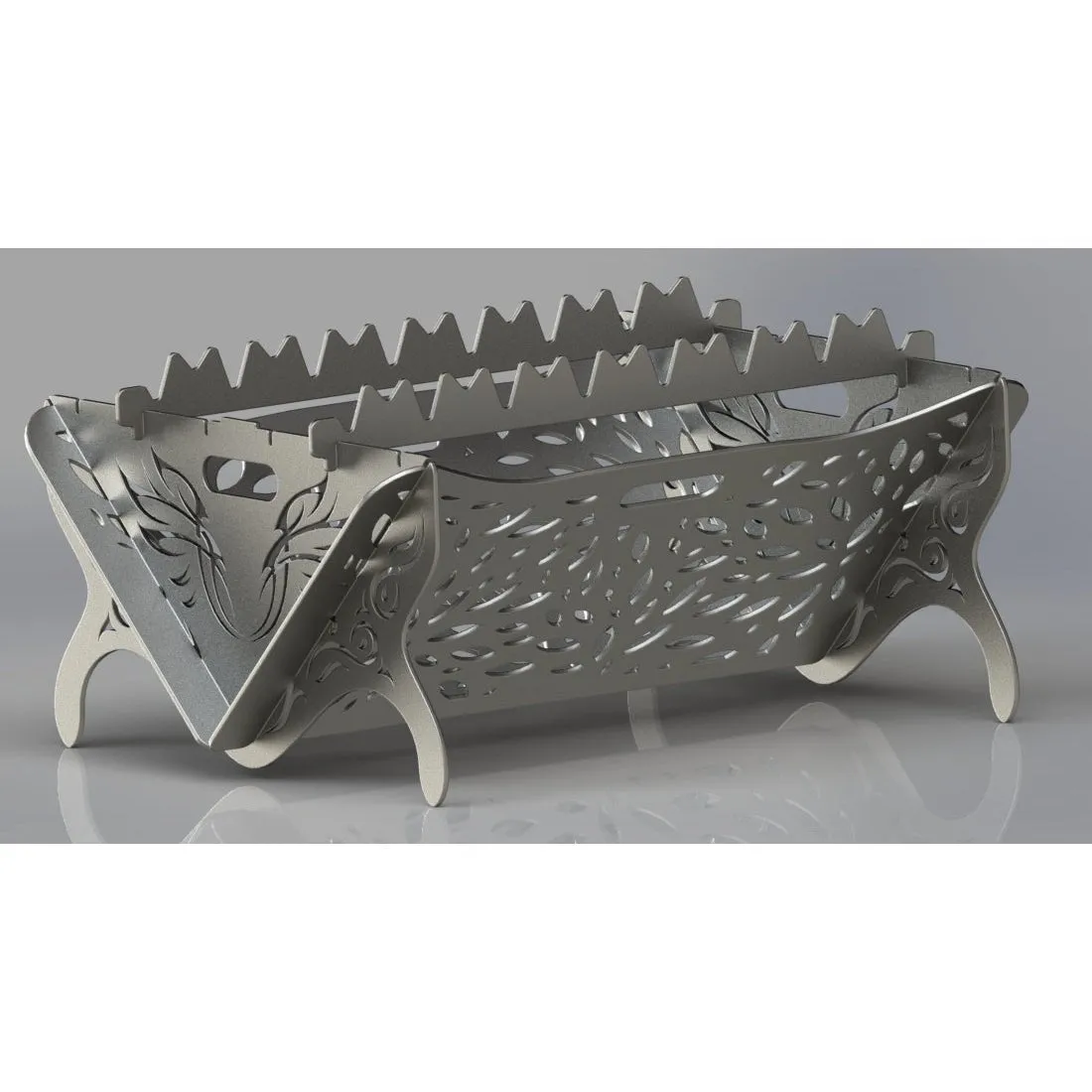 Designer Collapsible Fire Pit DXF for CNC | Aesthetic Leaves Design