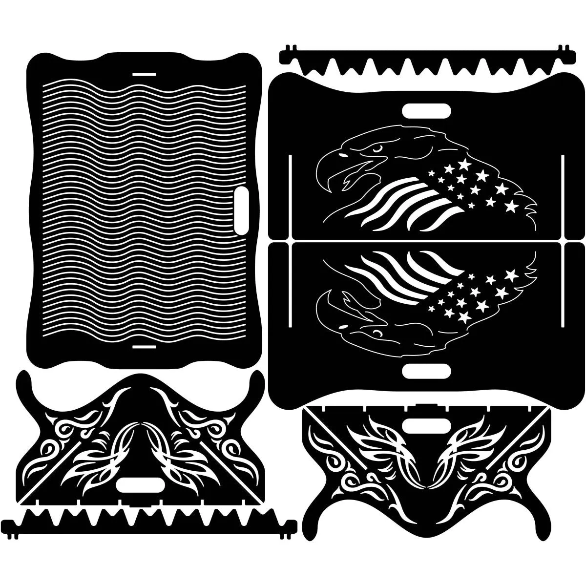 Designer Collapsible Fire Pit DXF for CNC | Eagle Unified with USA Flag