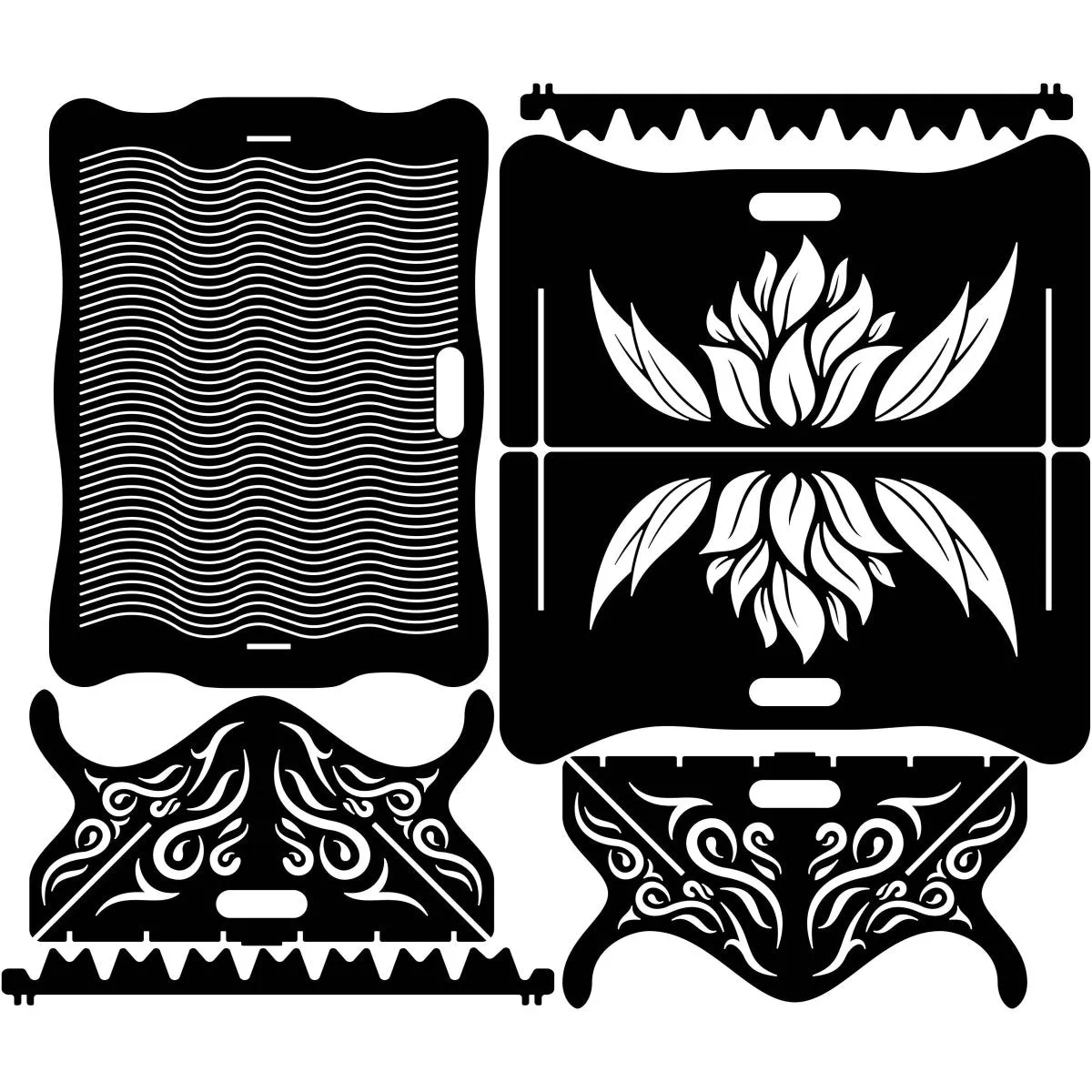 Designer Collapsible Fire Pit DXF for CNC | Elegant Flower Design