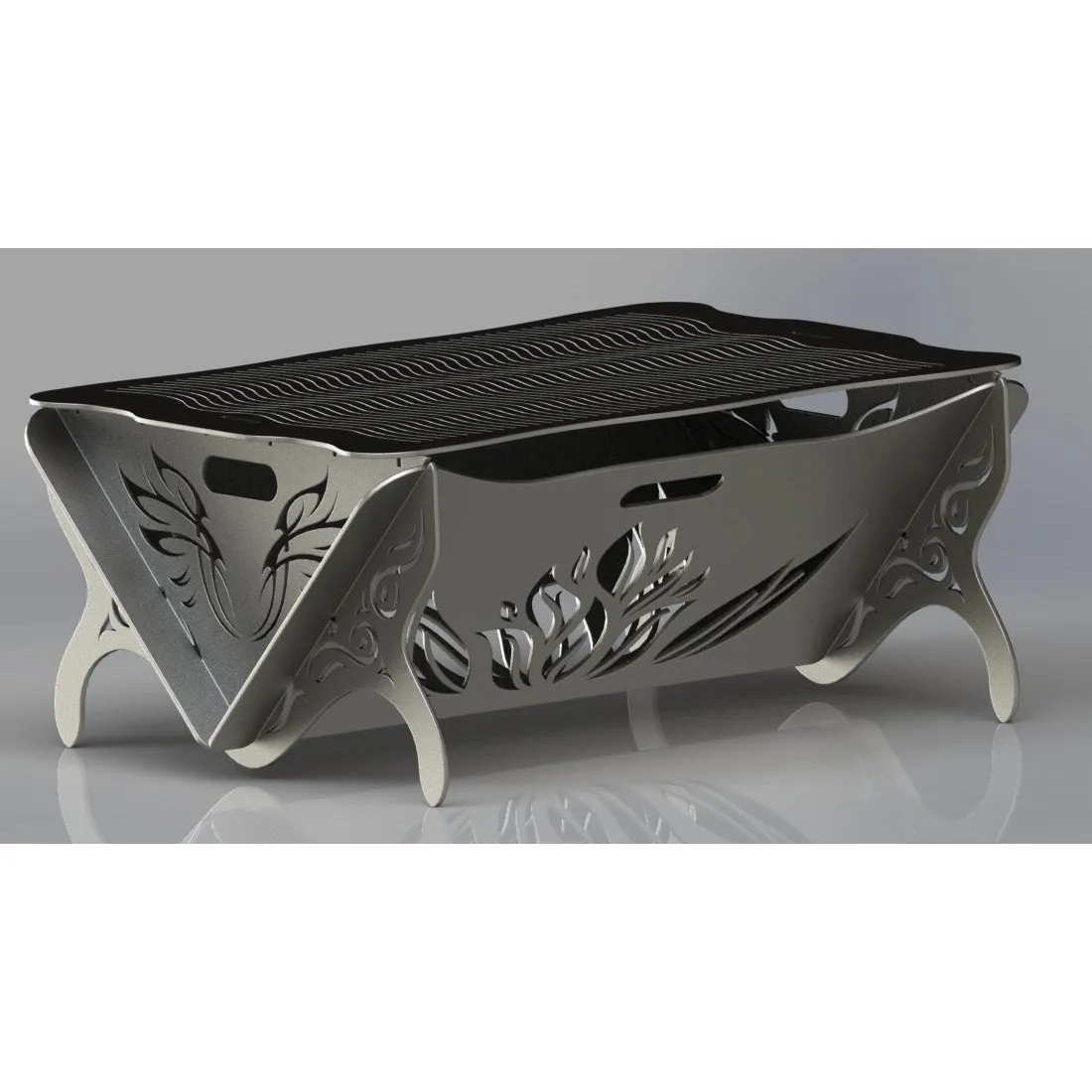 Designer Collapsible Fire Pit DXF for CNC | Elegant Flower Design