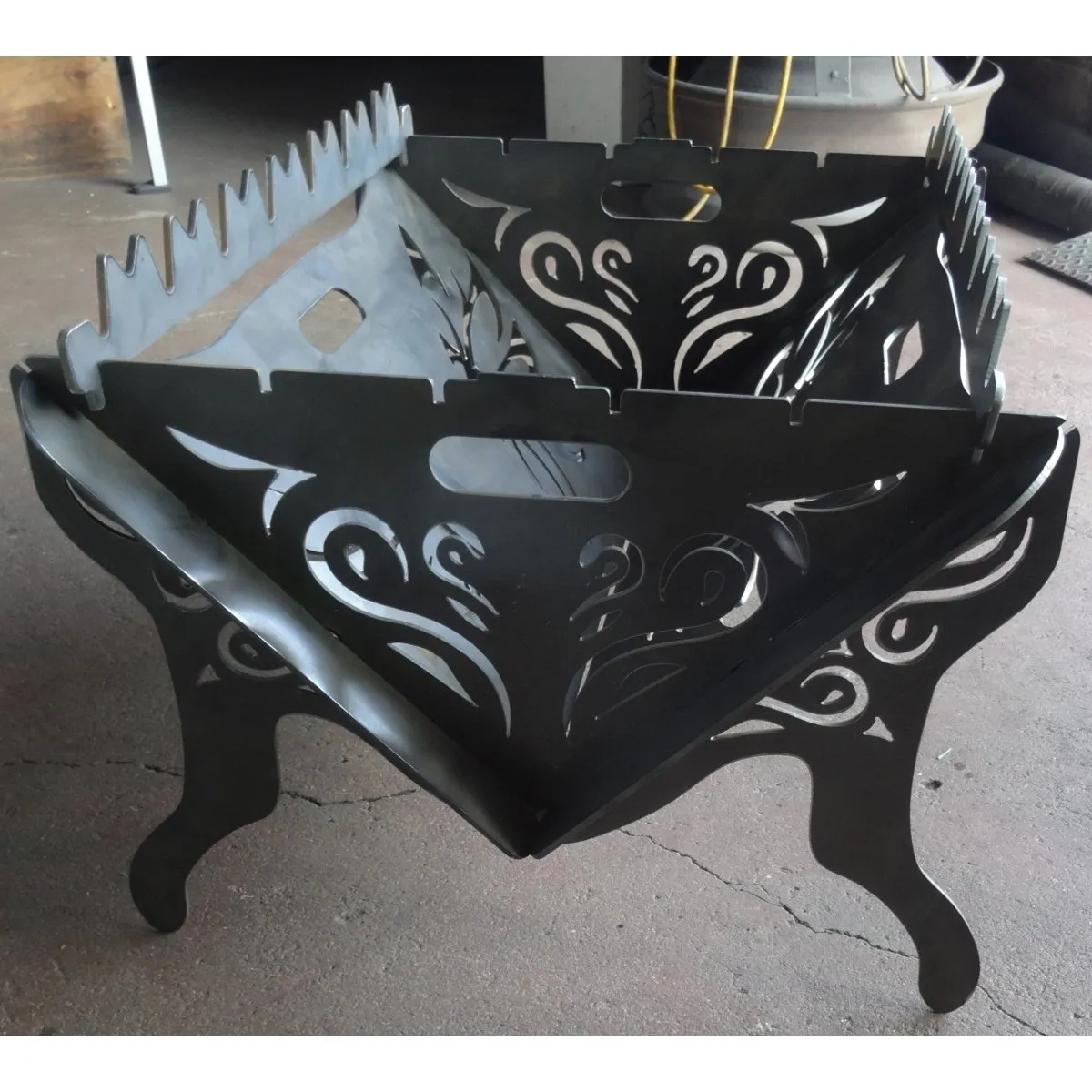 Designer Collapsible Fire Pit DXF for CNC | Elegant Flower Design