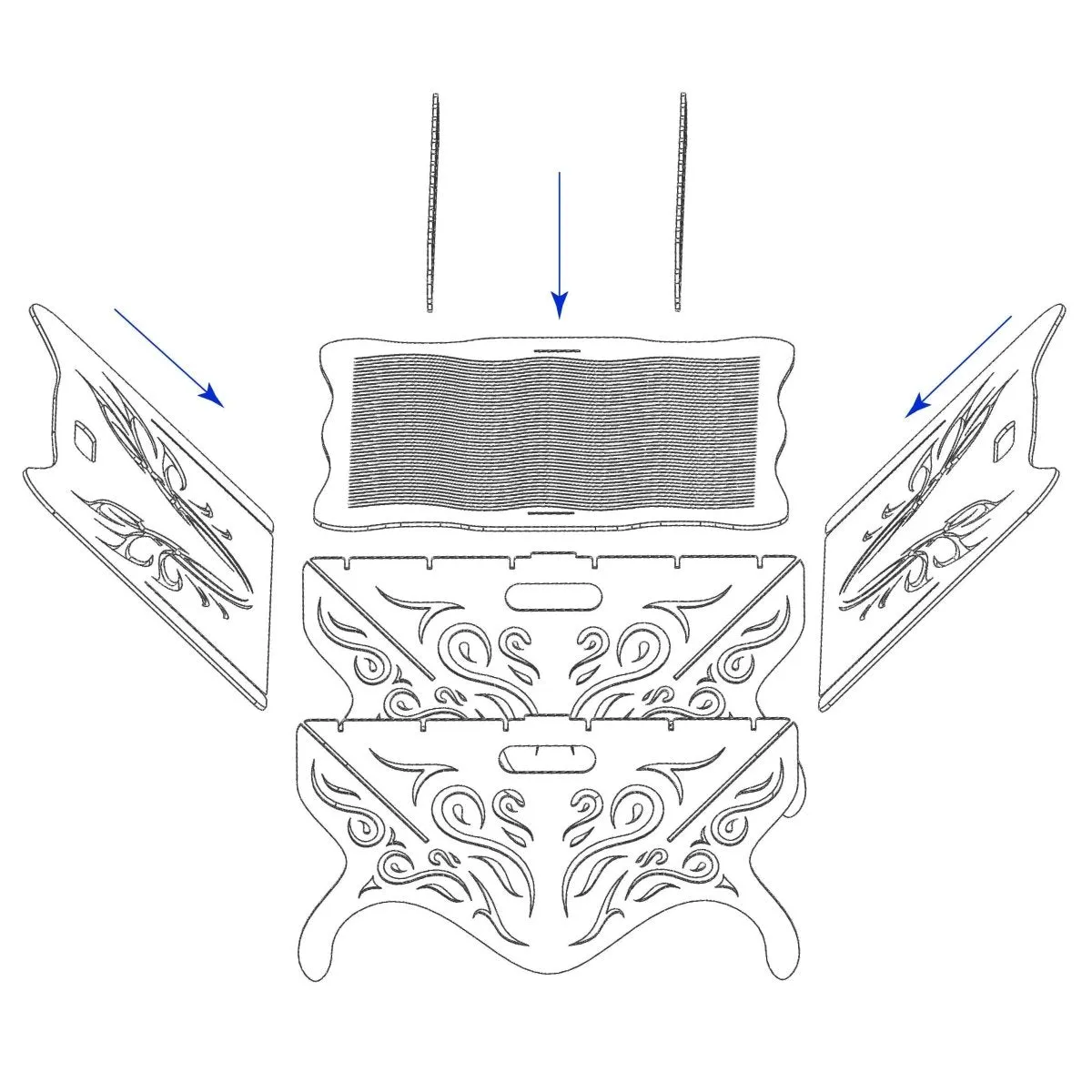Designer Collapsible Fire Pit DXF for CNC | Elegant Flower Design