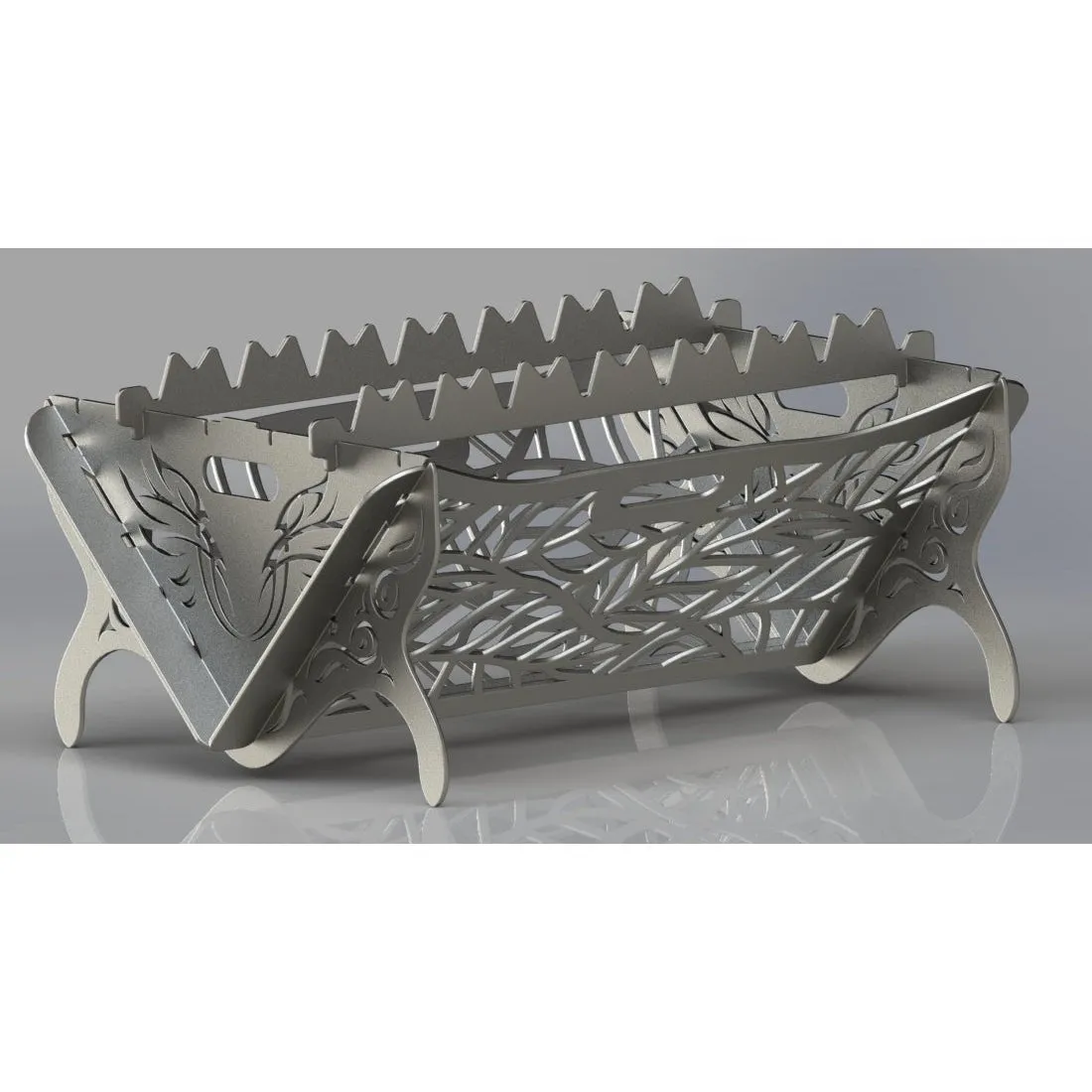Designer Collapsible Fire Pit DXF for CNC | Ornate Leaves