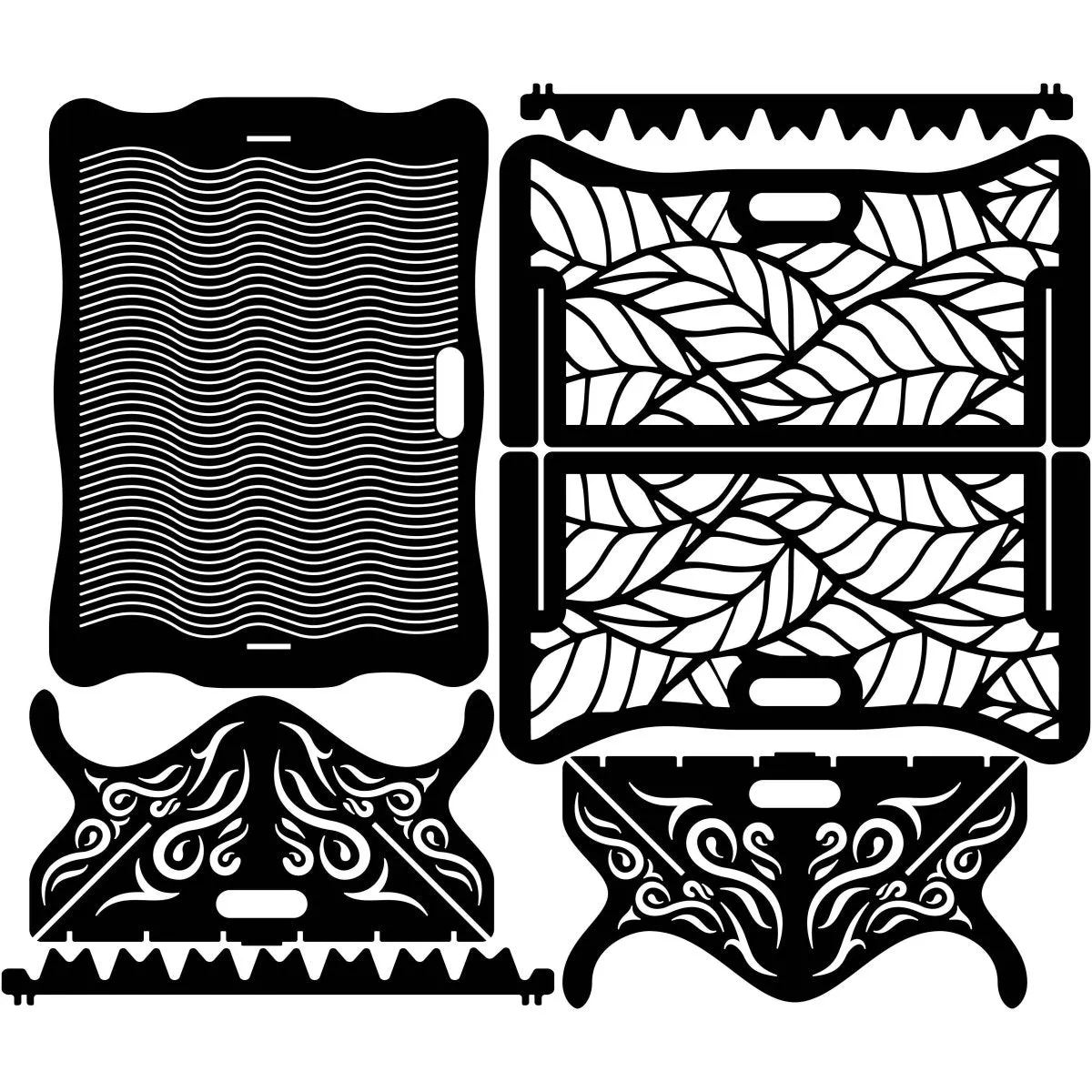 Designer Collapsible Fire Pit DXF for CNC | Ornate Leaves