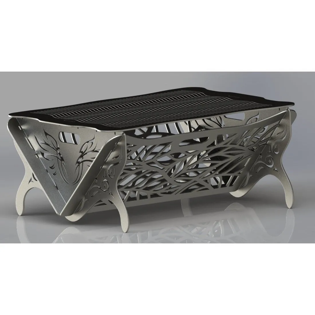 Designer Collapsible Fire Pit DXF for CNC | Ornate Leaves