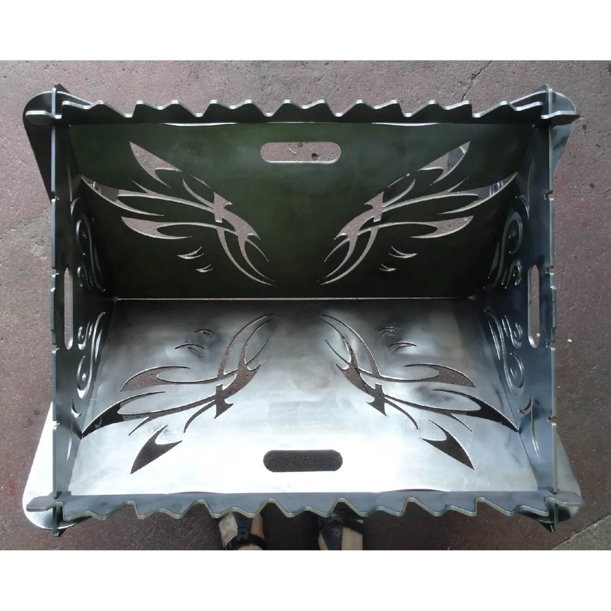 Designer Collapsible Fire Pit DXF for CNC | Palm Trees & Flames