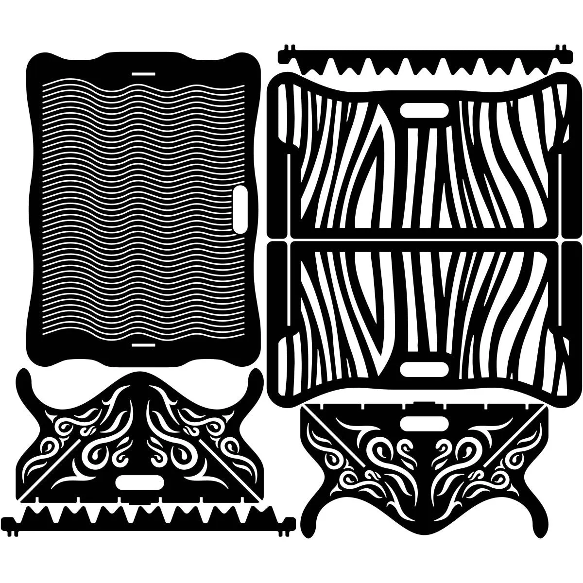 Designer Collapsible Fire Pit DXF for CNC | Tiger Stripes