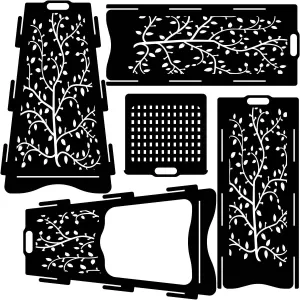 Designer Vertical Fire Pit DXF for CNC | Beautiful Tree Patterns