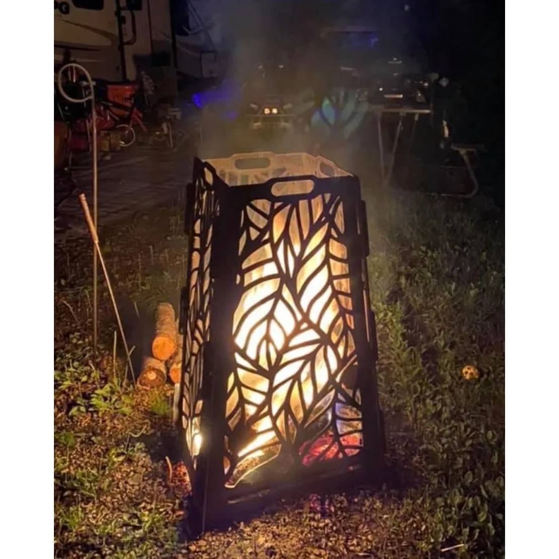 Designer Vertical Fire Pit DXF for CNC | Circles Pattern