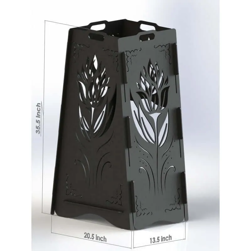 Designer Vertical Fire Pit DXF for CNC | Intricate Flower