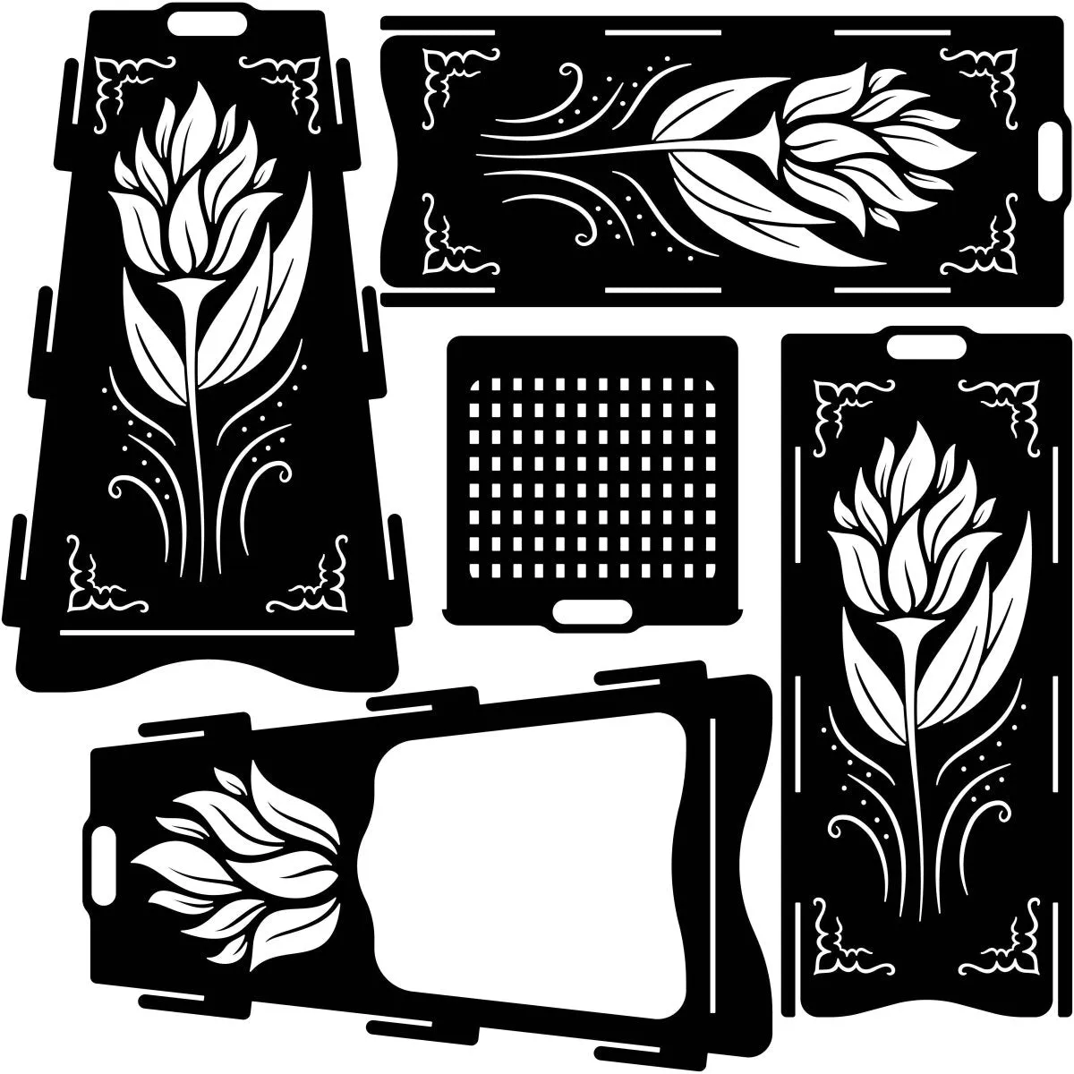 Designer Vertical Fire Pit DXF for CNC | Intricate Flower
