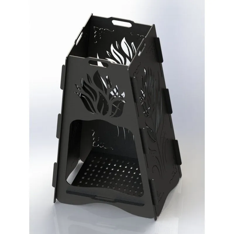 Designer Vertical Fire Pit DXF for CNC | Intricate Flower