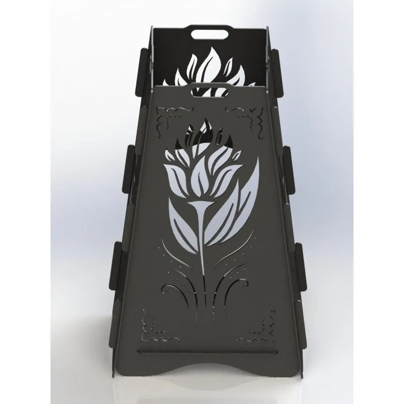 Designer Vertical Fire Pit DXF for CNC | Intricate Flower