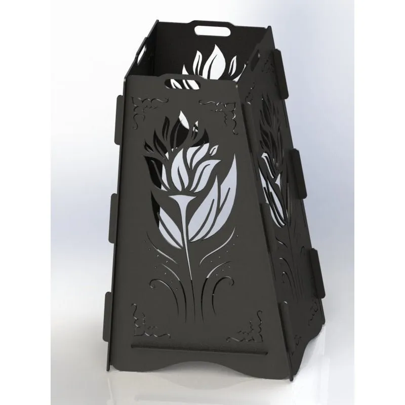 Designer Vertical Fire Pit DXF for CNC | Intricate Flower