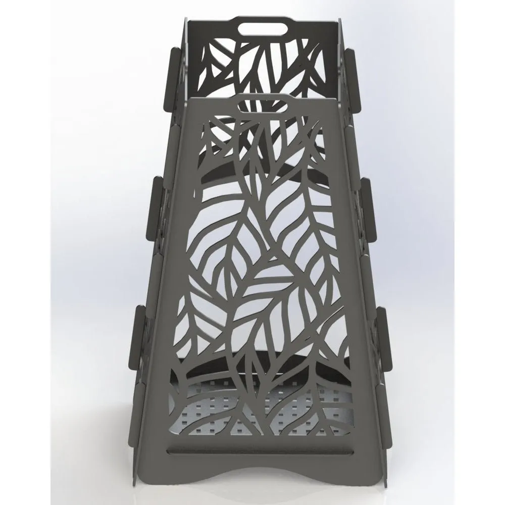 Designer Vertical Fire Pit DXF for CNC | Ornate Leaf Design