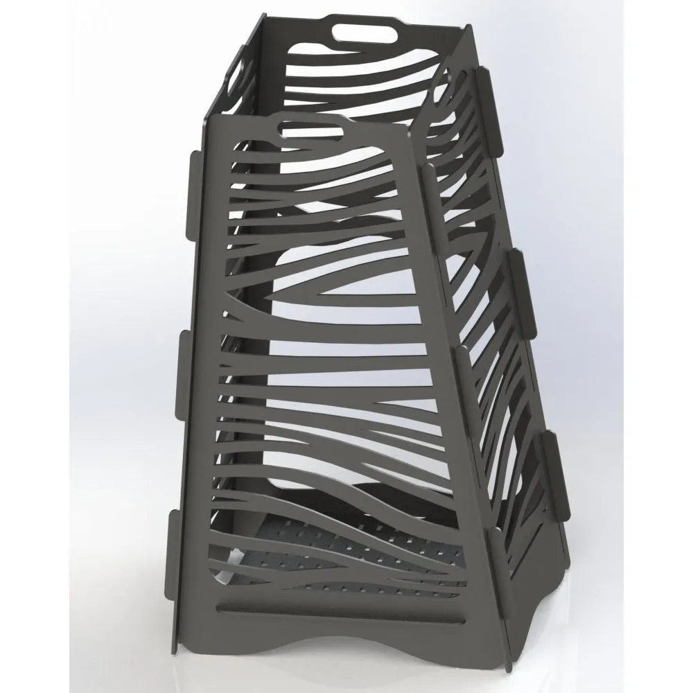 Designer Vertical Fire Pit DXF for CNC | Tiger Stripe Pattern