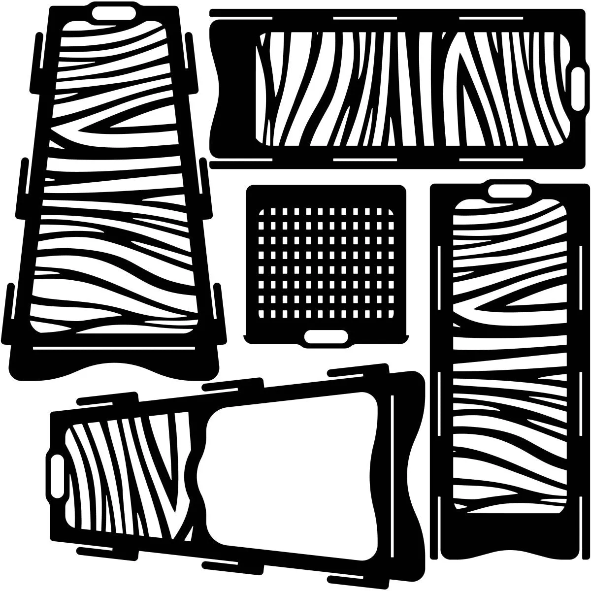 Designer Vertical Fire Pit DXF for CNC | Tiger Stripe Pattern