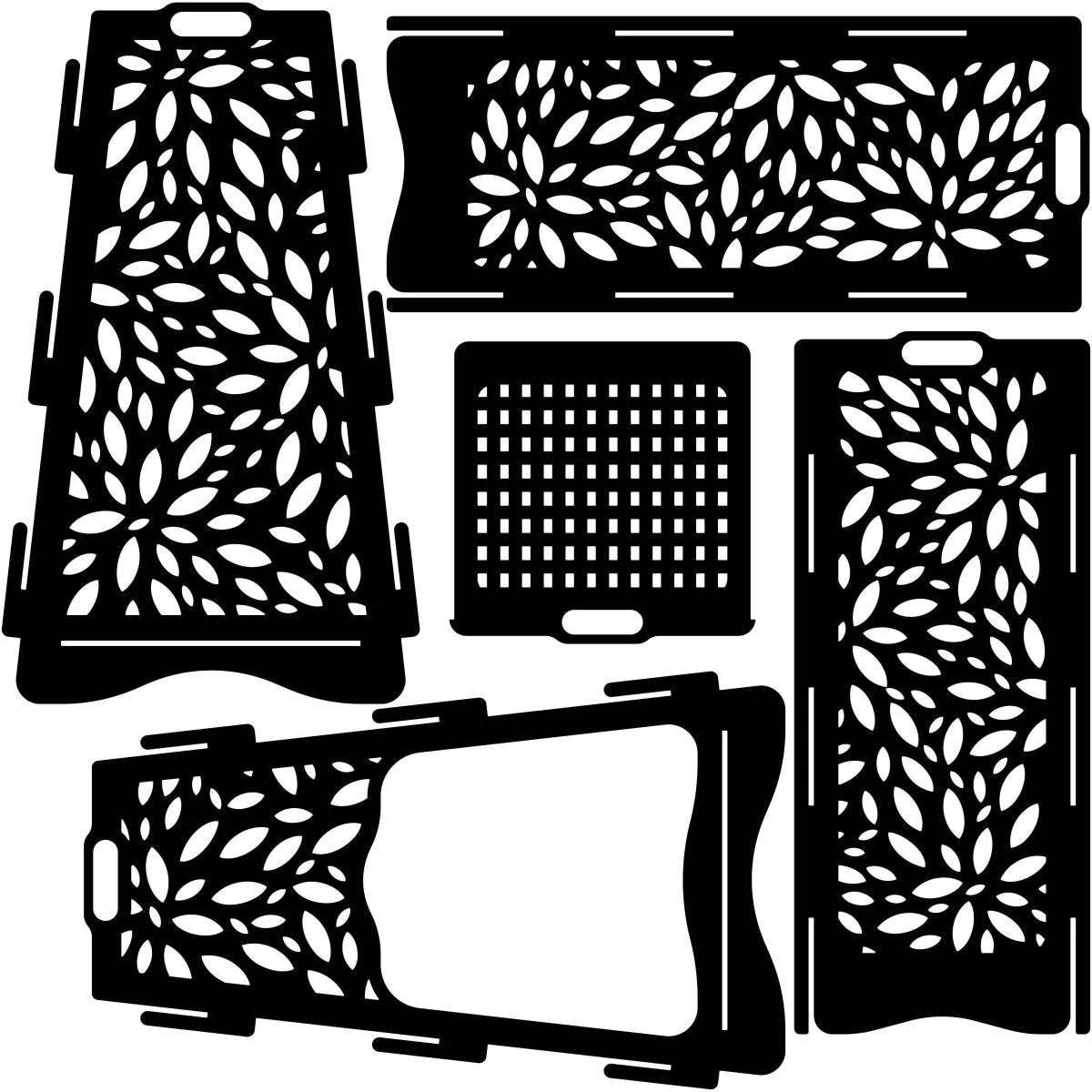 Designer Vertical Fire Pits DXF for CNC | Leaf Pattern