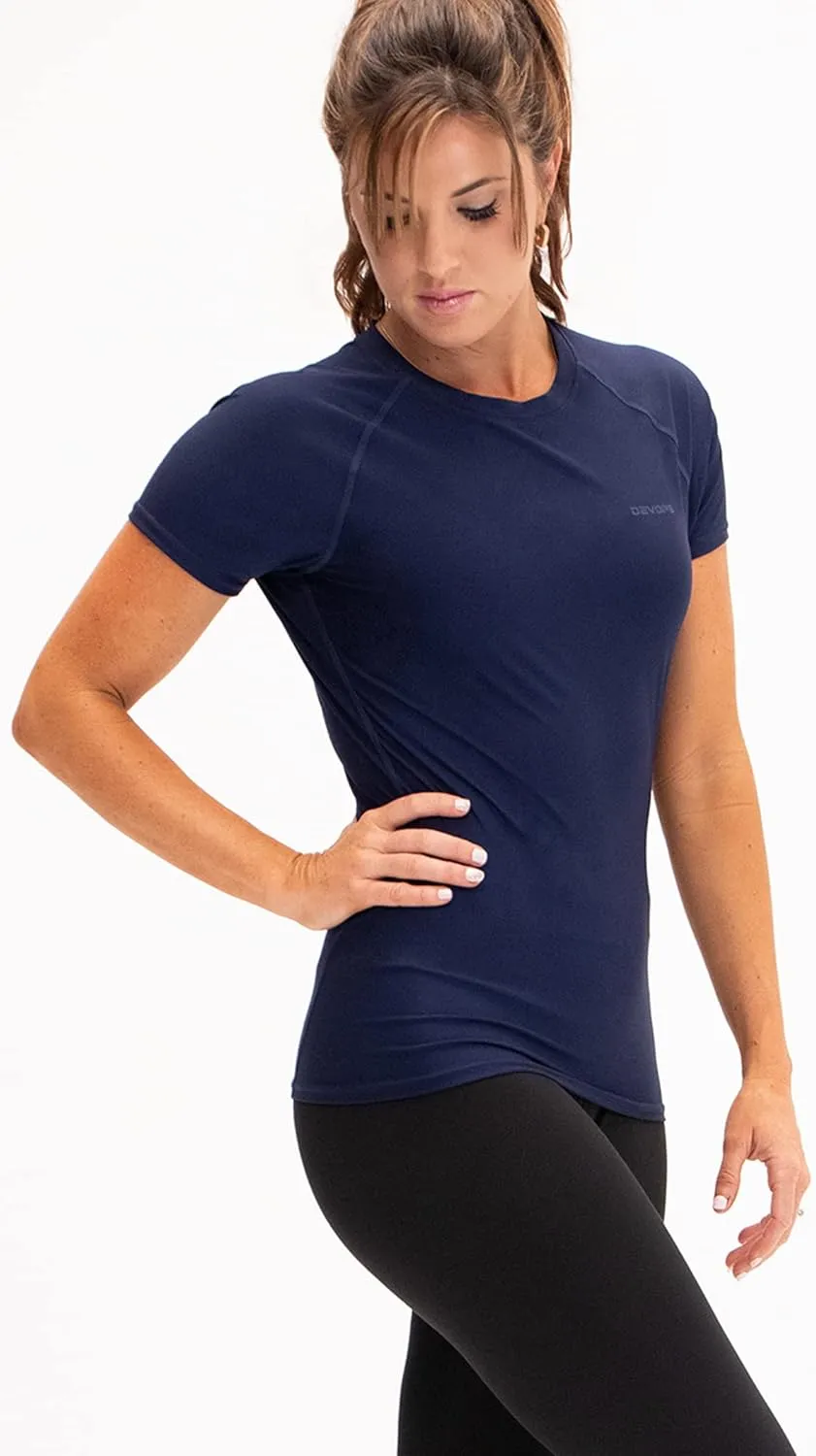 DEVOPS 3 Pack Women's Compression Shirt Dry Fit Short Sleeve Running Athletic T-Shirt Workout Tops