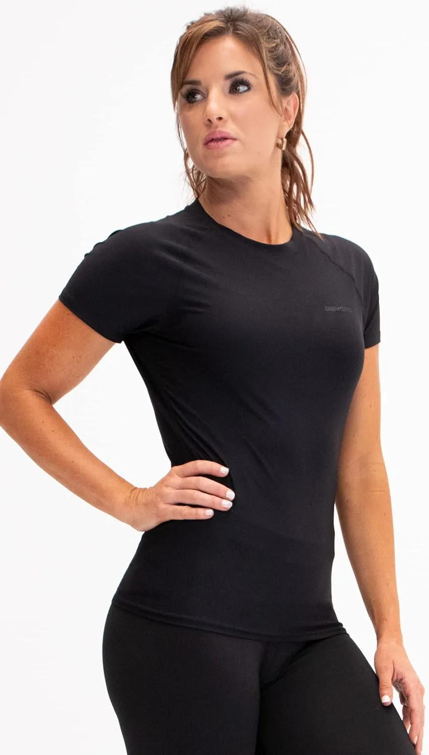 DEVOPS 3 Pack Women's Compression Shirt Dry Fit Short Sleeve Running Athletic T-Shirt Workout Tops