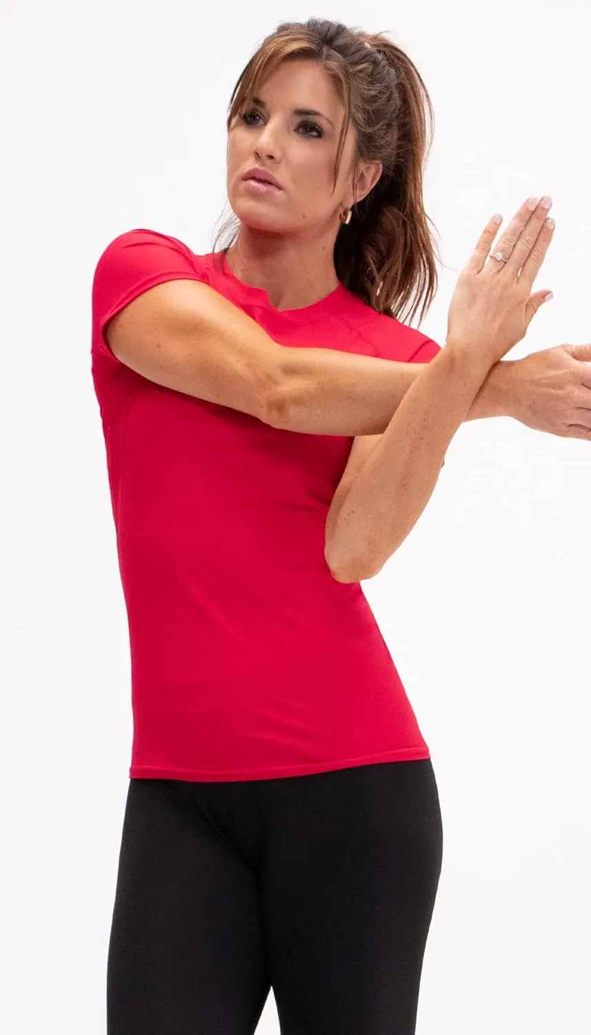 DEVOPS 3 Pack Women's Compression Shirt Dry Fit Short Sleeve Running Athletic T-Shirt Workout Tops
