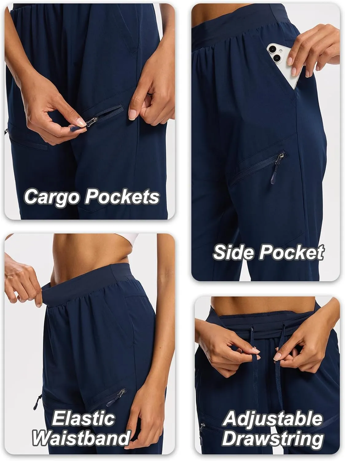 DEVOROPA Womens Hiking Shorts Below The Knee Quick Dry Lightweight Cargo Capris Bermuda Shorts Zip Pockets for Travel Casual