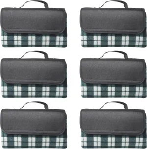 DISCOUNT PROMOS Brookhaven Roll Up Picnic Blankets Set of 6, Bulk Pack - Great Outdoor Blanket for Camping, Picnic, Beach, Sports, Outdoor Activities - Green