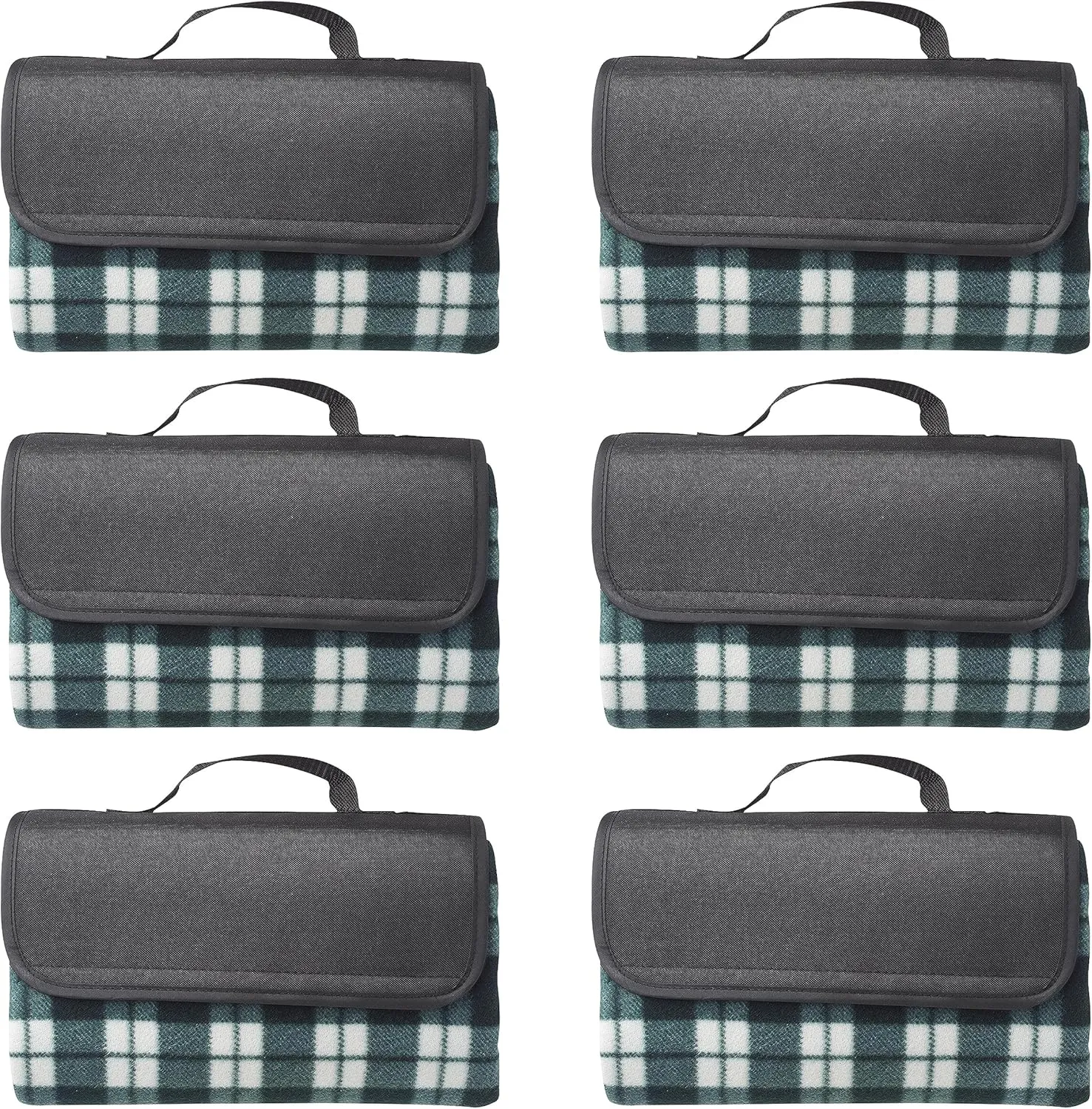 DISCOUNT PROMOS Brookhaven Roll Up Picnic Blankets Set of 6, Bulk Pack - Great Outdoor Blanket for Camping, Picnic, Beach, Sports, Outdoor Activities - Green