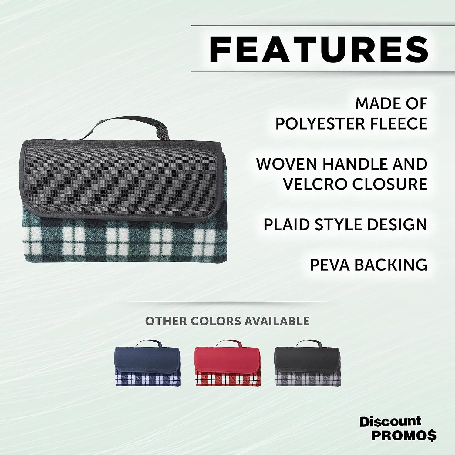 DISCOUNT PROMOS Brookhaven Roll Up Picnic Blankets Set of 6, Bulk Pack - Great Outdoor Blanket for Camping, Picnic, Beach, Sports, Outdoor Activities - Green