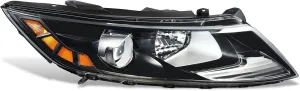 DNA MOTORING Right OE Style Projector Headlight Compatible with 11-13 Kia Optima,Black Housing/Clear Lens/Amber Reflector,OEM-HL-0172-R