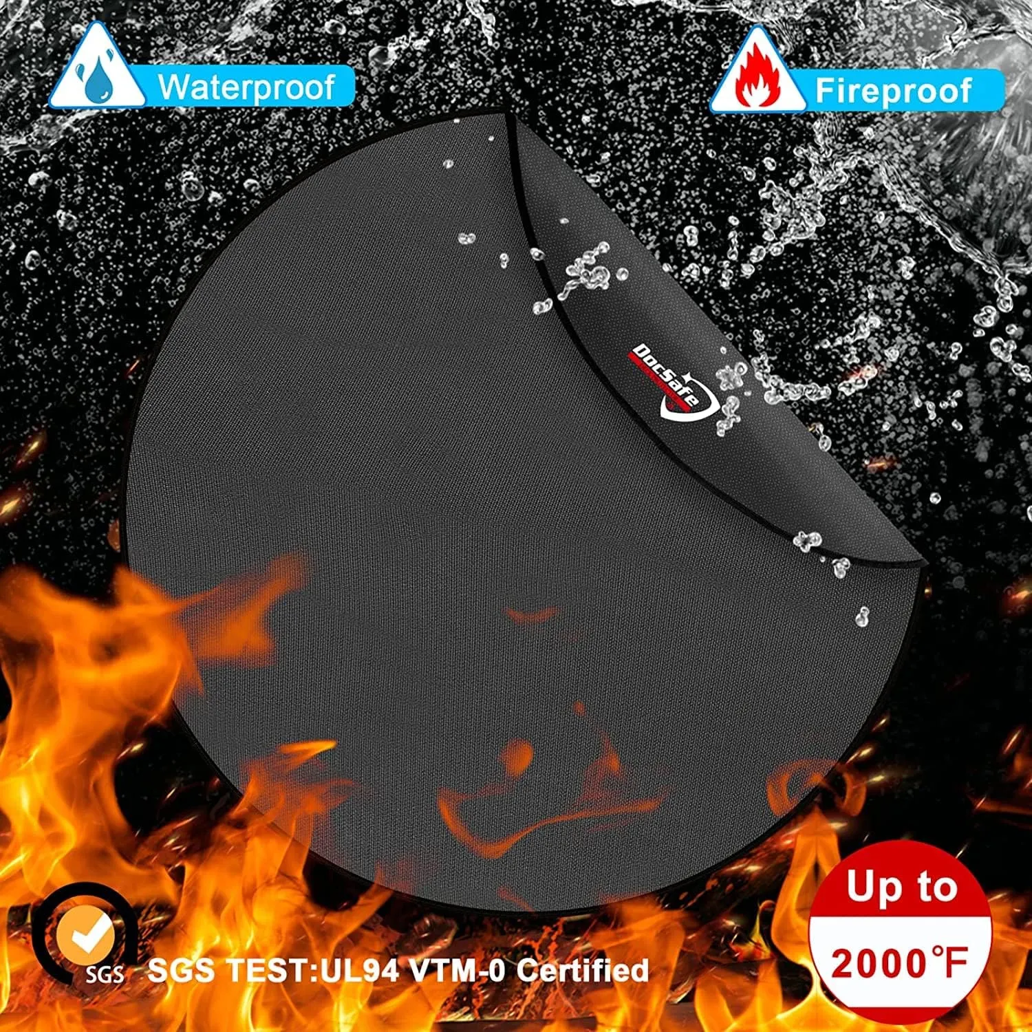 DocSafe 36" Round Under Grill Mat,4 Layers Fire Pit Mat,Fireproof Mat Protector for Deck,Patio,Grass,Outdoor Charcoal,Smokers,BBQ,Reusable Oil-Proof and Waterproof Indoor Fireplace Pad,Easy to Clean