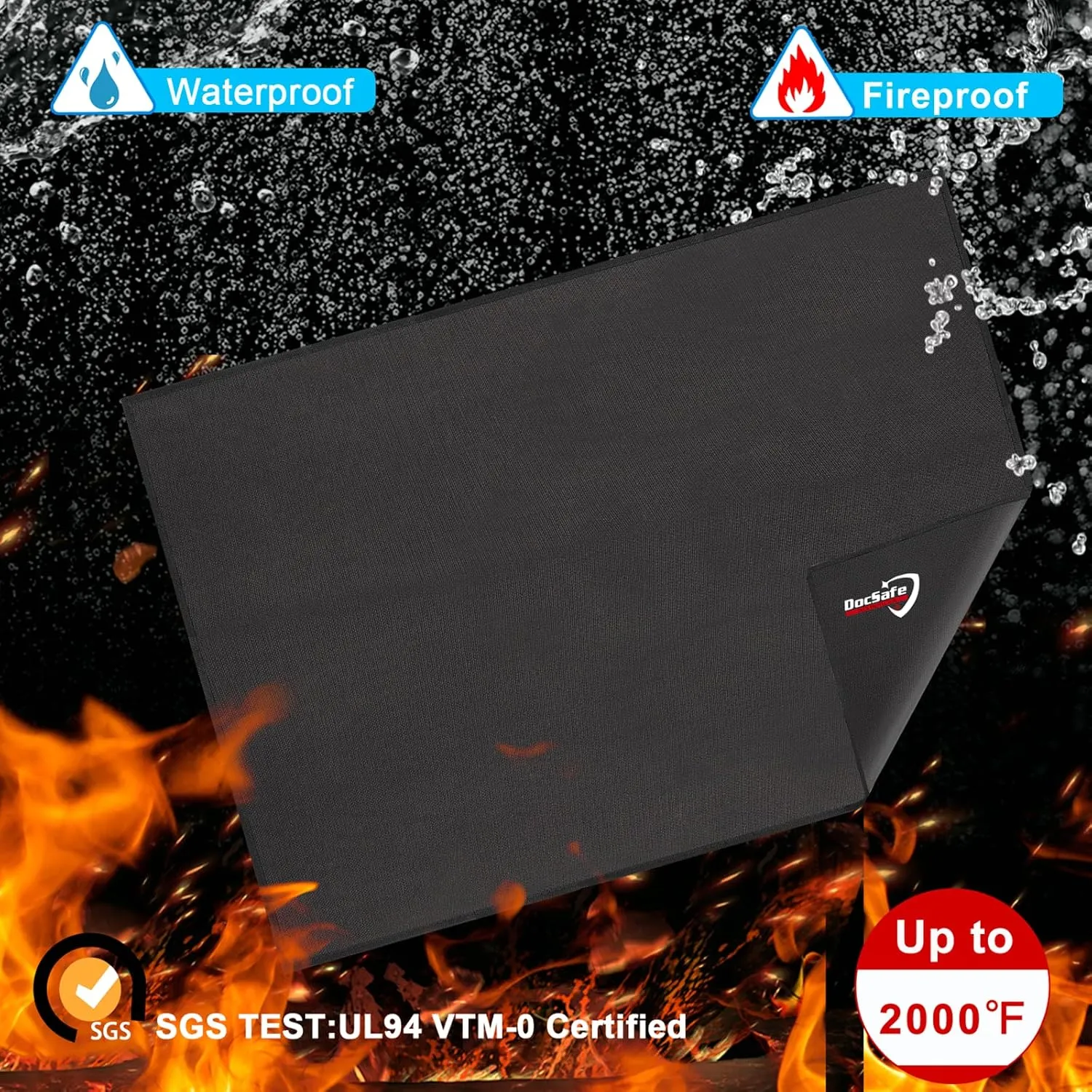 DocSafe Large Under Grill Mat 48 ×36 Inch Fire Pit Mat,4 Layers Fireproof Mat Grill Pads Protect for Deck,Patio,Outdoor Charcoal,Smokers,Wood Floor,Indoor Fireplace Mat,Reusable Oil-Proof＆Waterproof