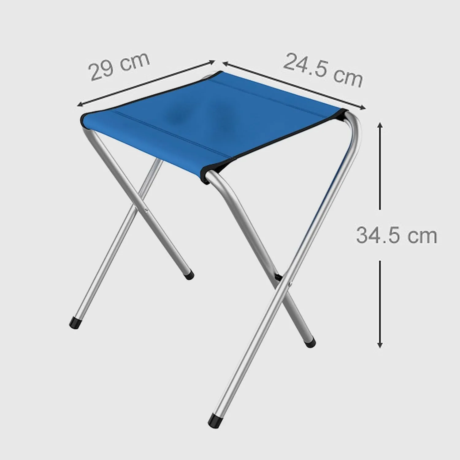 Double Layer Outdoor Folding X Stool Portable Anti-Slip Steel Frame Supports 100KG Compact Foldable for Picnic BBQ Beach Fishing Card Games Party-White