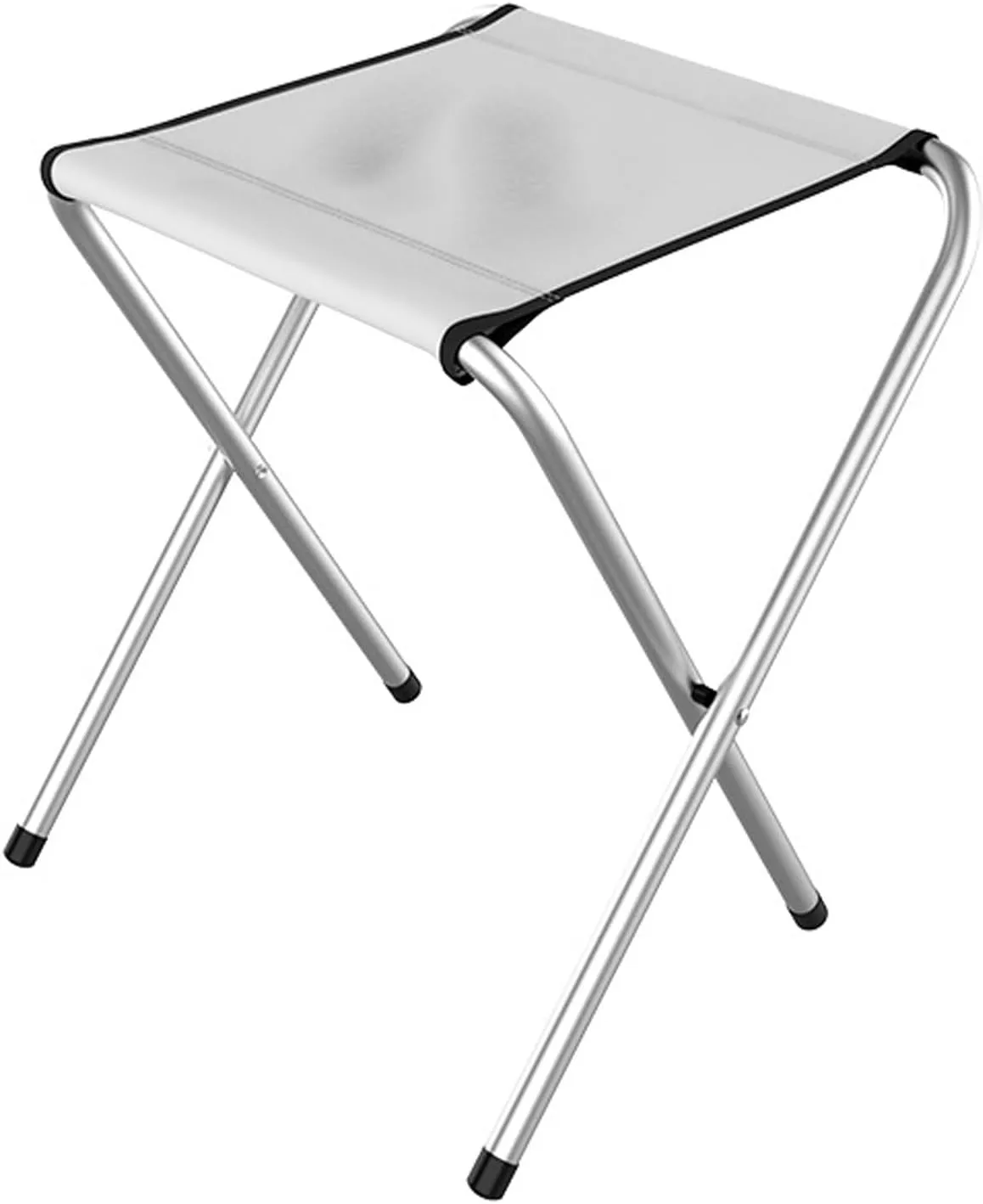 Double Layer Outdoor Folding X Stool Portable Anti-Slip Steel Frame Supports 100KG Compact Foldable for Picnic BBQ Beach Fishing Card Games Party-White