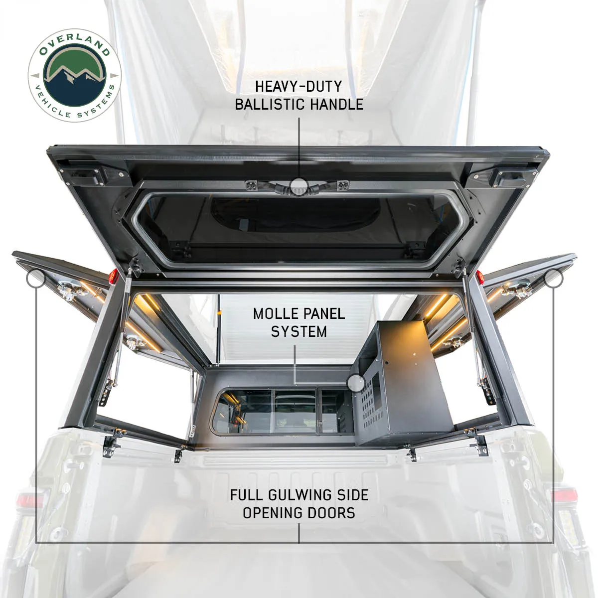Downs, Fraud-free Tie Secure MagPak Jeep & Lights, Gladiator Rear Panel, Front Molle Windows Rear Camper - Side W/Tent, - 2019-2024