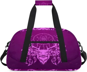 Dreamcatcher Gym Duffel Bag for Men Women Deer Head Flowers Sports Tote Bag with Adjustable Shoulder Strap for Dance Gymnastics Traveling Outdoor Camping Overnight Stay