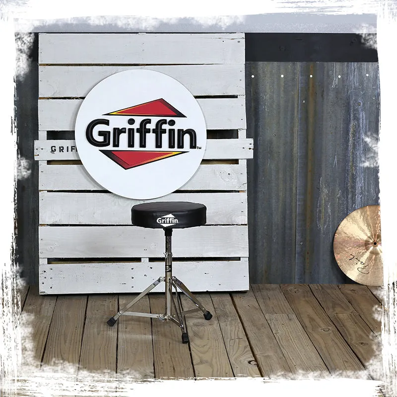 Drum Throne Stand | Padded Drummers Seat | Comfortable Drum Set Percussion Chair for Adults | Professional Musicians Guitar Stool Double Braced Hardware for Practice with Adjustable Height