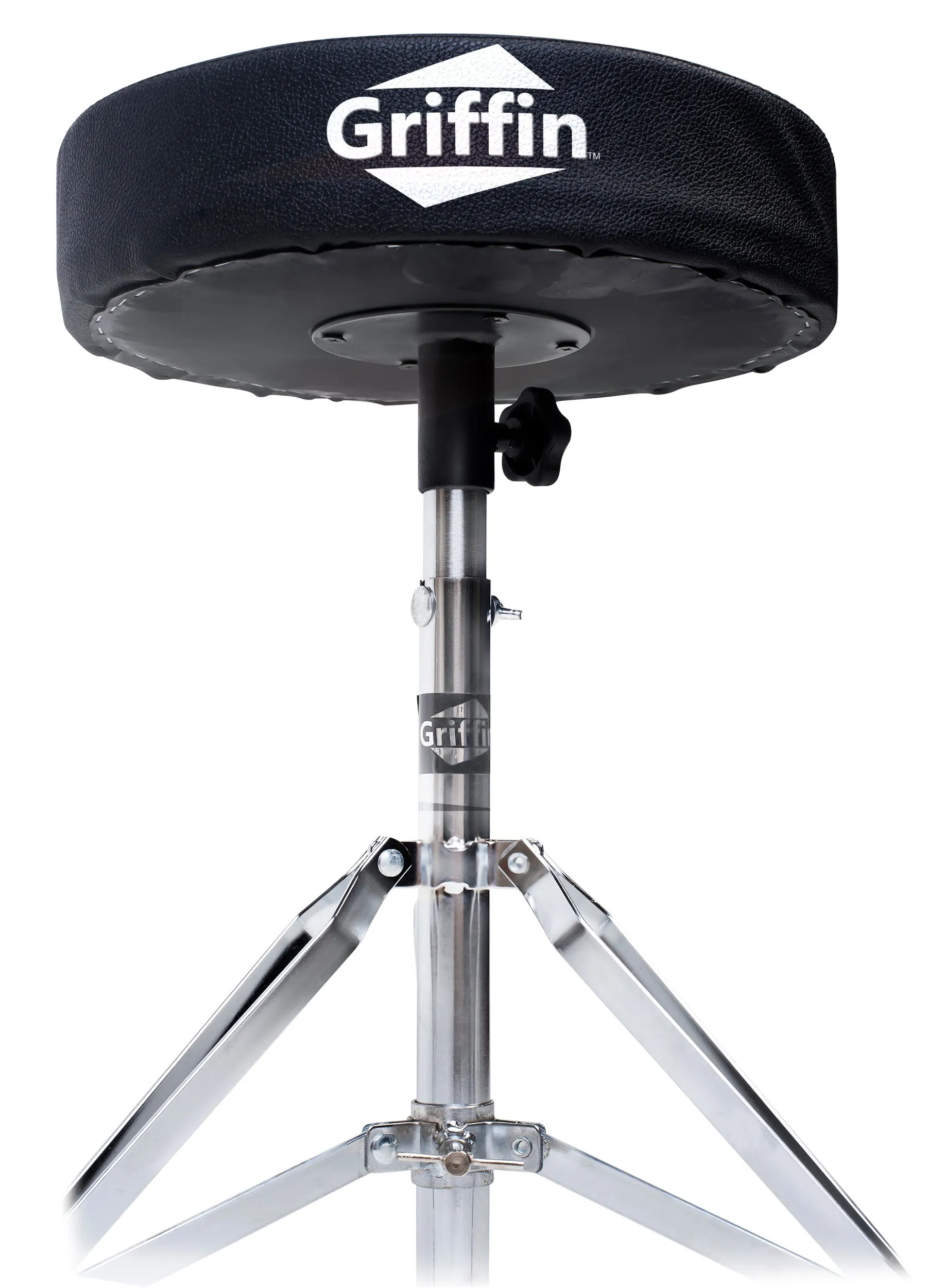Drum Throne Stand | Padded Drummers Seat | Comfortable Drum Set Percussion Chair for Adults | Professional Musicians Guitar Stool Double Braced Hardware for Practice with Adjustable Height
