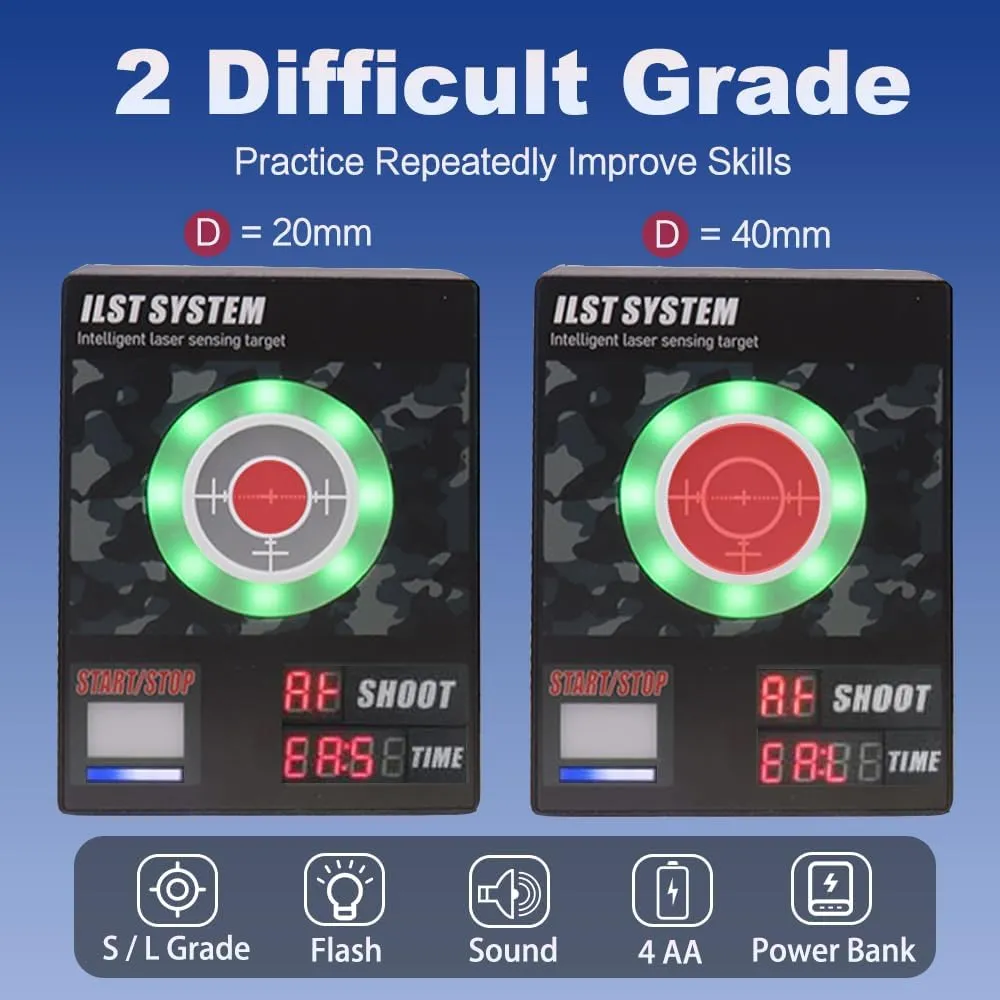 Dry Fire Laser Training System, Laser Targets for Dry Fire Practice Shooting with Steel Plate Sound & Immediate Flash Feedback Compatible with Laser Cartridges