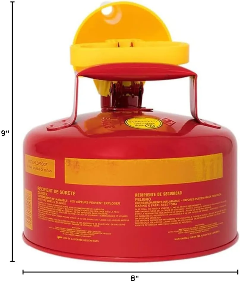 Eagle 1 Gallon Type I Red Safety Gas Can for Gasoline with Flame Arrester, Self-Closing Lid, and F-15 Funnel, Made in the USA, Galvanized Steel Flammable Storage Can, UI10FS