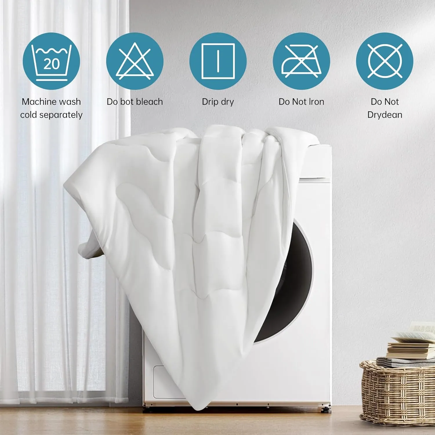EASELAND All Season Cooling Comforter Queen, Cold Touch Fabric Absorbs Body Heat, 300GSM Super Soft, Cooling Blanket for Night Sweats Hot Sleeper (White-All Season, Queen(90"x90"))