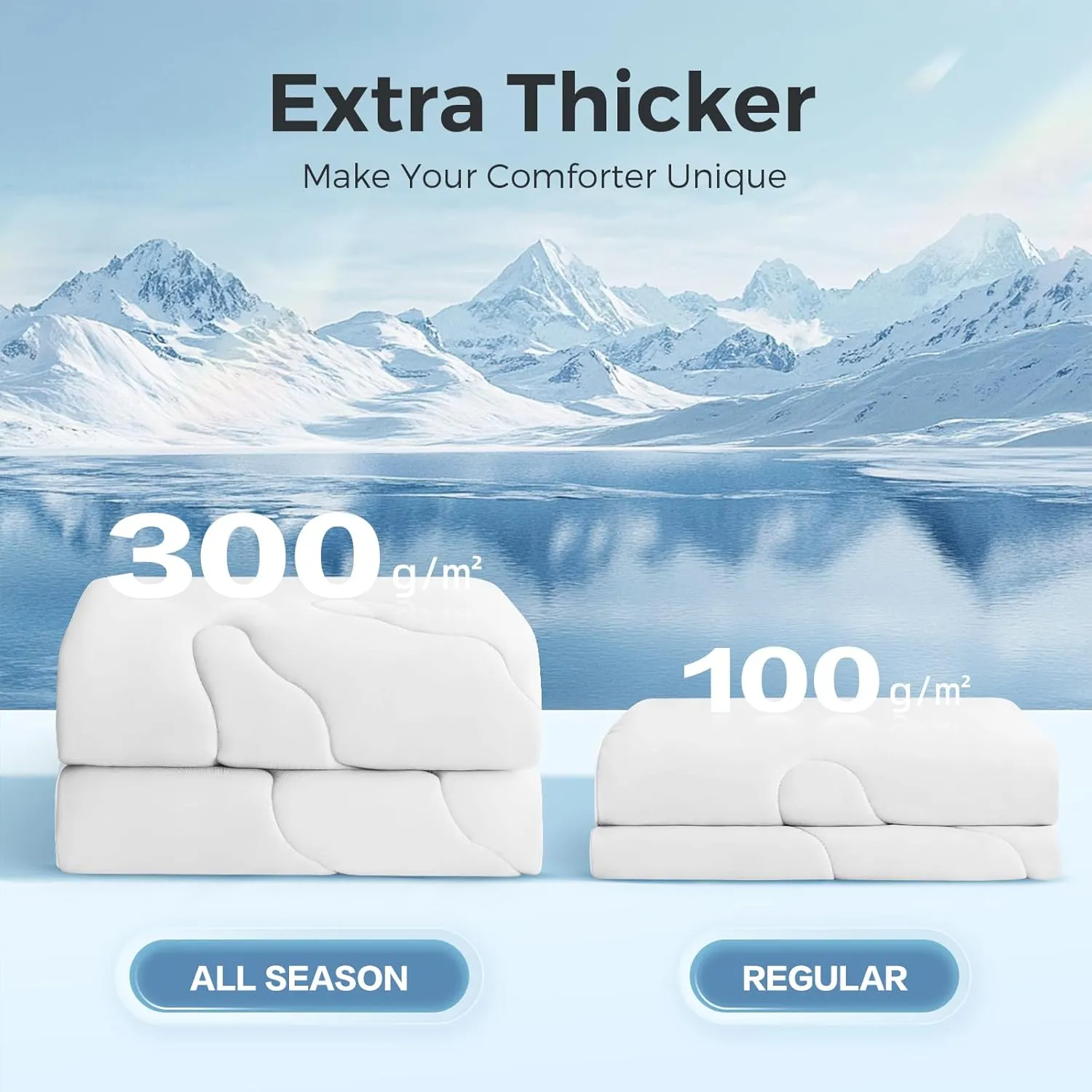 EASELAND All Season Cooling Comforter Queen, Cold Touch Fabric Absorbs Body Heat, 300GSM Super Soft, Cooling Blanket for Night Sweats Hot Sleeper (White-All Season, Queen(90"x90"))