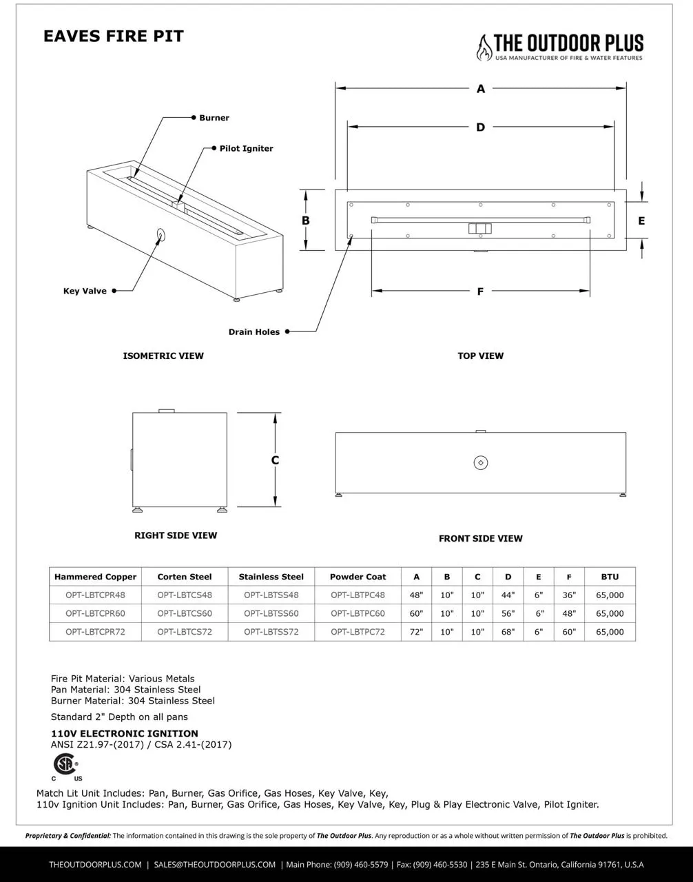 Eaves Rectangle Fire Pit - Corten Steel