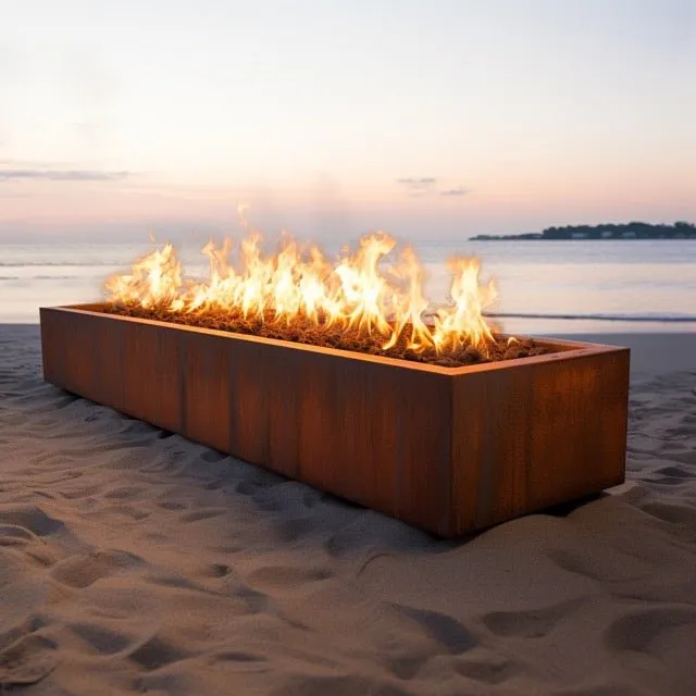 Eaves Rectangle Fire Pit - Corten Steel